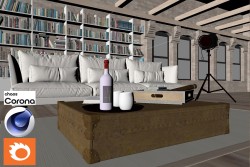 C4Donly.com - Living Room 3D Model - Cinema 4D & Corona