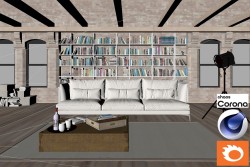 C4Donly.com - Living Room 3D Model - Cinema 4D & Corona
