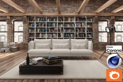 C4Donly.com - Living Room 3D Model - Cinema 4D & Corona