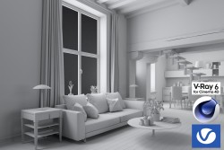 C4Donly.com - Living Room 3D Model - Cinema 4D & V-Ray