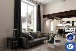 C4Donly.com - Living Room 3D Model - Cinema 4D & V-Ray