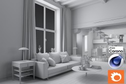 C4Donly.com - Living Room 3D Model - Cinema 4D & Corona