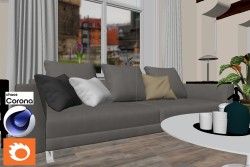 C4Donly.com - Living Room 3D Model - Cinema 4D & Corona