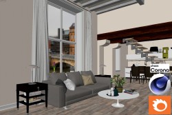 C4Donly.com - Living Room 3D Model - Cinema 4D & Corona