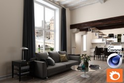 C4Donly.com - Living Room 3D Model - Cinema 4D & Corona