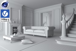 C4Donly.com - Living Room 3D Model - Cinema 4D & V-Ray