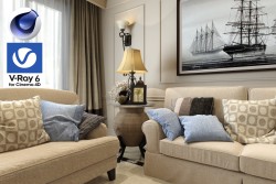 C4Donly.com - Living Room 3D Model - Cinema 4D & V-Ray