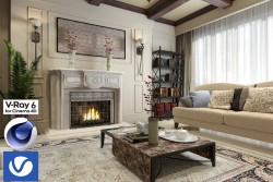 C4Donly.com - Living Room 3D Model - Cinema 4D & V-Ray