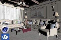 C4Donly.com - Living Room 3D Model - Cinema 4D & V-Ray