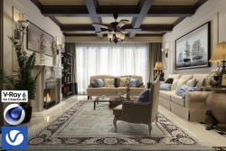 C4Donly.com - Living Room 3D Model - Cinema 4D & V-Ray