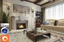 C4Donly.com - Living Room 3D Model - Cinema 4D & Corona