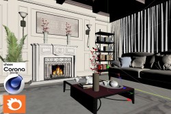 C4Donly.com - Living Room 3D Model - Cinema 4D & Corona