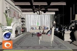 C4Donly.com - Living Room 3D Model - Cinema 4D & Corona