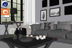 C4Donly.com - Living Room 3D Model - Cinema 4D & Corona