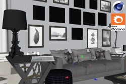 C4Donly.com - Living Room 3D Model - Cinema 4D & Corona