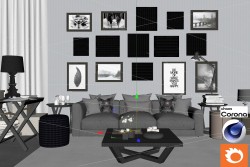 C4Donly.com - Living Room 3D Model - Cinema 4D & Corona