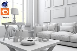 C4Donly.com - Living Room 3D Model - Cinema 4D & Corona