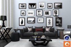 C4Donly.com - Living Room 3D Model - Cinema 4D & Corona