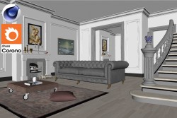 C4Donly.com - Living Room 3D Model - Cinema 4D & Corona