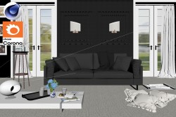 C4Donly.com - Living Room 3D Model - Cinema 4D & Corona