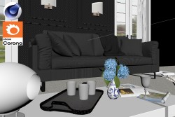 C4Donly.com - Living Room 3D Model - Cinema 4D & Corona
