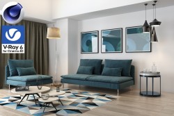 C4Donly.com - Living Room 3D Model - Cinema 4D & V-Ray