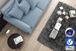 C4Donly.com - Living Room 3D Model - Cinema 4D & V-Ray