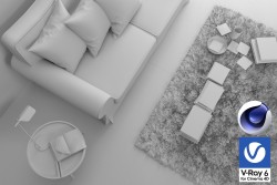 C4Donly.com - Living Room 3D Model - Cinema 4D & V-Ray