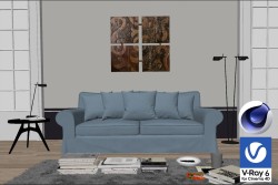 C4Donly.com - Living Room 3D Model - Cinema 4D & V-Ray