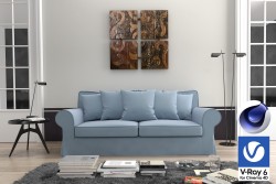 C4Donly.com - Living Room 3D Model - Cinema 4D & V-Ray