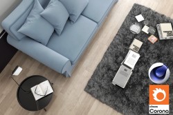C4Donly.com - Living Room 3D Model - Cinema 4D & Corona