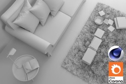 C4Donly.com - Living Room 3D Model - Cinema 4D & Corona