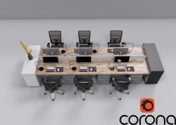 C4Donly.com - Office Station 3D Model - Cinema 4D & V-Ray