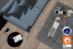 C4Donly.com - Living Room 3D Model - Cinema 4D & Corona