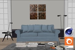 C4Donly.com - Living Room 3D Model - Cinema 4D & Corona