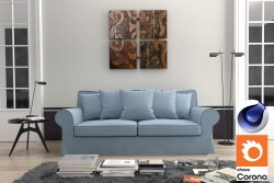 C4Donly.com - Living Room 3D Model - Cinema 4D & Corona