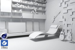 C4Donly.com - Living Room 3D Model - Cinema 4D & V-Ray