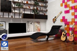 C4Donly.com - Living Room 3D Model - Cinema 4D & V-Ray