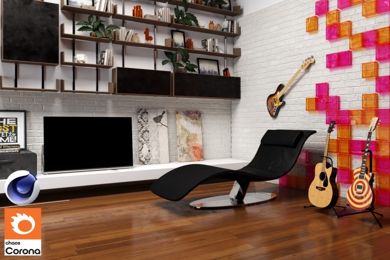 C4Donly.com - Living Room 3D Model - Cinema 4D & Corona