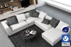 C4Donly.com - Living Room 3D Model - Cinema 4D & V-Ray